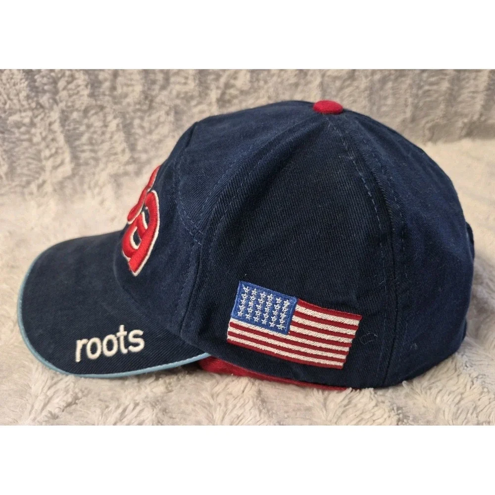 Vintage 2002 Olympics Winter USA by Roots Blue/Red Hat Cap Adjustable Strapback